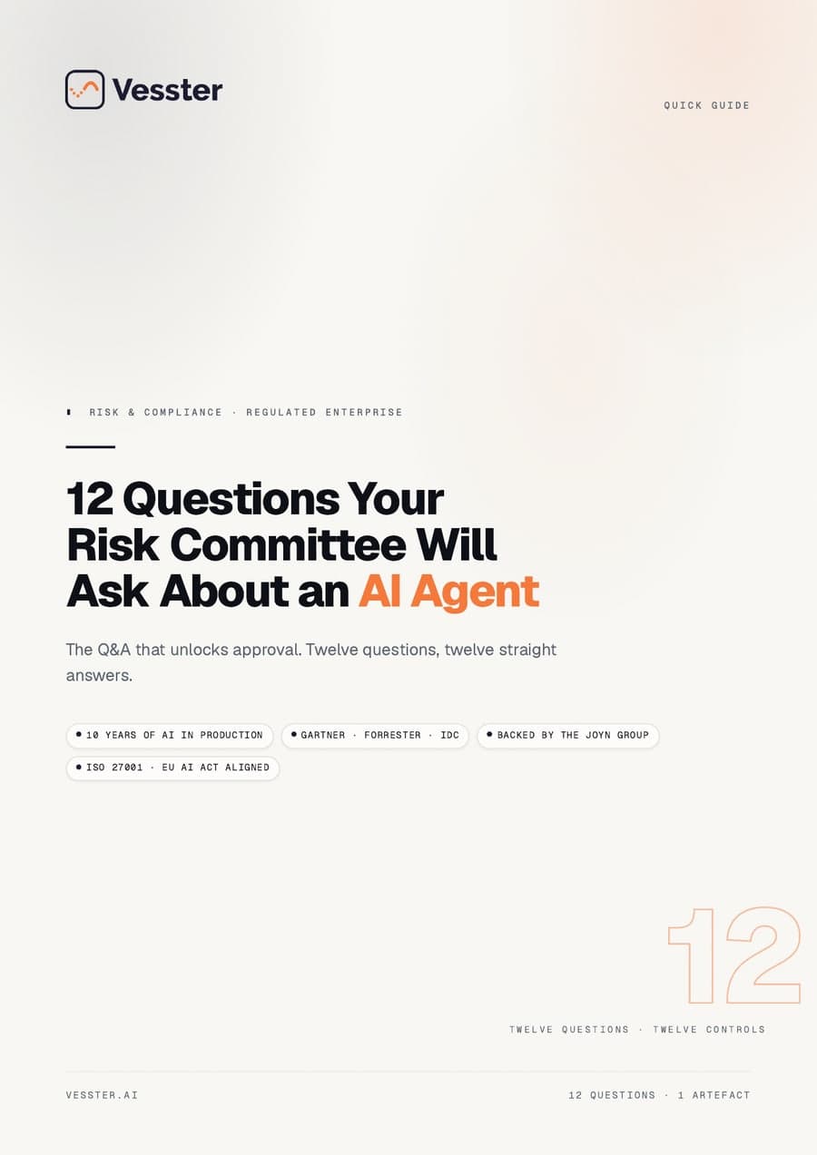 12 Questions Your Risk Committee Will Ask About an AI Agent — cover